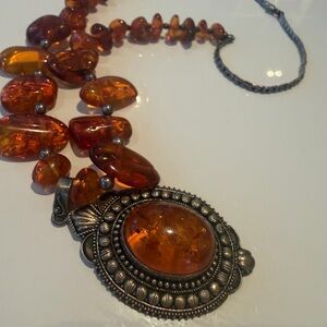 Amber and Silver Women's Necklace